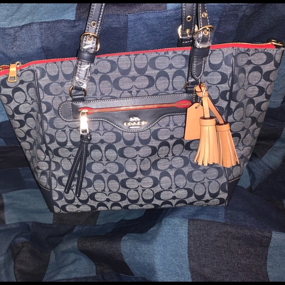 COACH DENIM MULTI ZIP TOTE - Picture 7 of 8